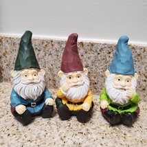 Garden Gnomes, Painted Cement 4" tall, 3 for $18 / $8 each, Fairy Garden Statues