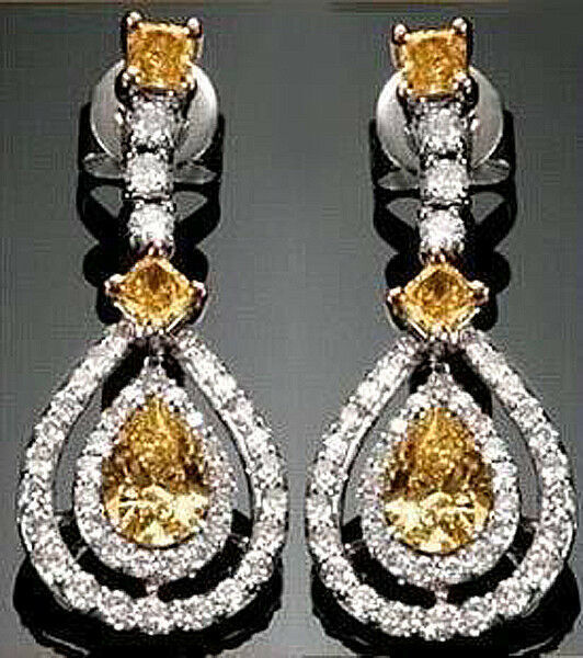 Primary image for Sparkling!! 1.31ct Diamond Gold Golden Topaz Classic Wedding Earrings
