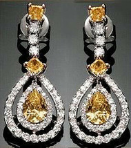 Sparkling!! 1.31ct Diamond Gold Golden Topaz Classic Wedding Earrings - £1,994.32 GBP