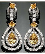 Sparkling!! 1.31ct Diamond Gold Golden Topaz Classic Wedding Earrings - £1,965.04 GBP