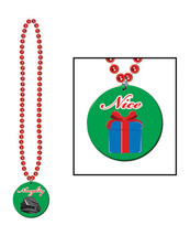 Holiday Beads W/naughty Or Nice Medal - Green/red - £28.76 GBP