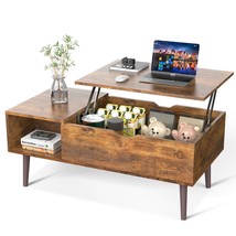 Mid-Century Modern Lift-Top Coffee Table TV Tray Laptop Desk Brown Wood ... - $275.65 CAD