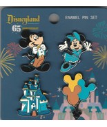 Disneyland 65th Anniversary Enamel Pin Set ~ (Mickey, Minnie, Castle &amp; B... - £29.79 GBP