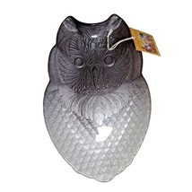 Turkish Delights Owl Glass Serving Bowl Plate Blue Gray Fade Shimmer 11 ... - £14.66 GBP