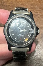 VINTAGE Timex quartz black &amp; silvertone  Stretch Band Water Resistant Watch - £19.23 GBP