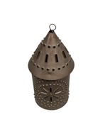VINTAGE PUNCHED TIN HANGING CANDLE LANTERN PRIMITIVE PAUL REVERE STYLE - 5” - $14.85