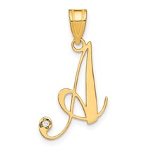 14K Yellow Gold Script Initial Pendant with Diamond - Letter A - £165.55 GBP
