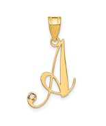 14K Yellow Gold Script Initial Pendant with Diamond - Letter A - $344.41 CAD