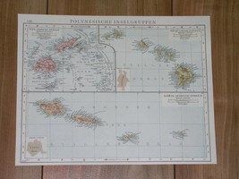 1886 Original Antique Map Of German American Samoa Hawaii Fiji Oc EAN Ia Pacific - £19.52 GBP