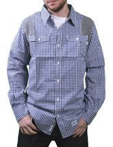 Orisue Blue White Gingham Pittsburgh Long Sleeve Woven Button Down Up Sh... - $36.73