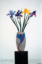 ED BAYNARD Flowers in Vase on Black Stand, 1980 - £100.48 GBP