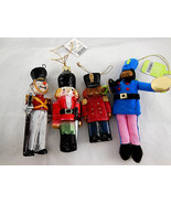 Lot of 4 SOLDIER Christmas Ornaments glass Lord &amp; Taylor plastic cloth c... - £12.44 GBP