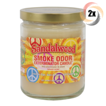 2x Jars Smoke Odor Sandalwood Smoke Exterminator Candle | 13oz | 70 Hrs Burn - £26.26 GBP