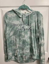 Salt Life High Tides Salty Vibes light weight tie dyed hoodie Medium Green Soft - £11.41 GBP