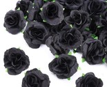 50Pcs Black Roses Artificial Flowers Bulk, 1.6 Inch Small Silk Fake Rose... - $18.99