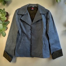 Vintage DIESEL Gray Leather Button Front Jacket Size S/M - £54.71 GBP