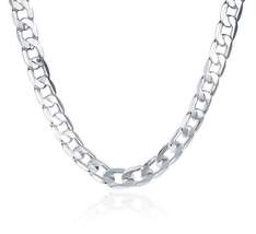 925 Sterling Silver Chain Necklace | Solid silver chain | 8mm Side Chain Necklac - £11.77 GBP