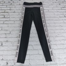 Victoria Secret PINK Yogo Pants Womens Small Black Gray Stripe Spell Out Logo - $21.95