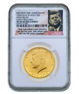 2014-W 50 Aniversario Kennedy 3/4 Oz. Oro Alto Relieve NGC PF69 Ultra Ca... - $72,901.81 MXN