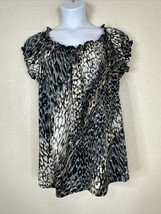 ACW American City Wear Womens Plus Sz 3X Animal Print Sequin Blouse Short Sleeve - £13.02 GBP