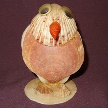 Vintage Owl made of Sea Shells Mauve Cream 3&quot; - £12.94 GBP