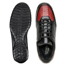 Men's Belvedere Sneakers Corvo Genuine Ostrich/Soft Leather Black/Red Y36 image 2
