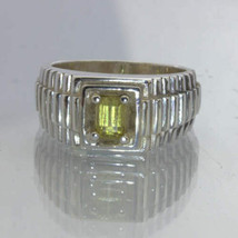 Yellow Mali Garnet Gemstone Silver Watchband Style Gents Ring size 6 Design 211 - £75.17 GBP