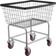 VEVOR Wire Laundry Cart Wire Laundry Basket 2.2 Bushel Heavy Duty w/ 5&#39;&#39;... - £142.09 GBP