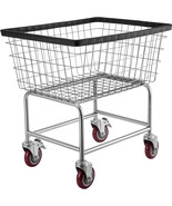 VEVOR Wire Laundry Cart Wire Laundry Basket 2.2 Bushel Heavy Duty w/ 5&#39;&#39;... - £141.83 GBP
