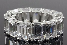8.52Ct Simulated Diamond Full Eternity Band Ring 14K White Gold Plated Silver - £87.31 GBP