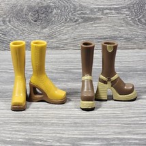 2 x 2002 Express Xpress It MGA Bratz Yasmin Doll Shoes Tall Brown Yellow Boots - $11.65