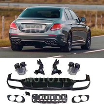 E53 Style Rear Diffuser &amp;Exhaust Tips for Mercedes E W213 AMG Bumper Sed... - $308.20