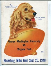 Virginia Tech Vs George Washington University Football PROGRAM-09/25/1948-vf - £186.94 GBP