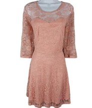 Dressystar Pink Peach Lace Half Sleeve Size Small Dress - £15.98 GBP