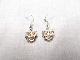 New Green Man - Father Earth Leaf Face 2 Sided Charms Dangling Drop Earrings - £3.98 GBP