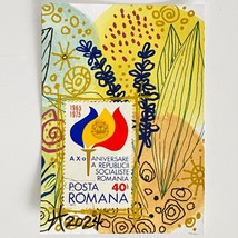 ACEO Original Watercolor Romania Postage Stamp Art Tristina Dietz Elmes ATC - £11.98 GBP