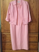 Jessica Howard Sheath Dress and jacket peachy pink Lined Linen 10P  10 p... - $24.74