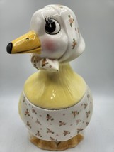 Vintage Mother Goose Floral Scarf Cookie Jar Yellow Weiss Ceramic Beautiful! - £7.83 GBP