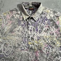 VTG Maui Trading Co Reverse Print Hawaiian Shirt L Abstract Graffiti Distressed - £26.97 GBP