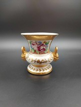 Vintage Charleton AWCO Gold Over Porcelain Vase Urn Handpainted Floral - £37.11 GBP