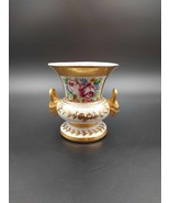 Vintage Charleton AWCO Gold Over Porcelain Vase Urn Handpainted Floral - £37.32 GBP