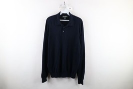 Vtg Brooks Brothers Country Club Mens L Silk Blend Knit Collared Sweater Blue - £61.98 GBP
