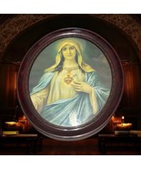 Vintage Immaculate Heart Mary Oval Picture Plastic Frame Catholic Church... - $1,060.07 MXN