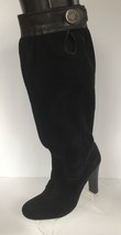 MICHAEL KORS Black Leather Suede Harness Tall Slouchy Heels Boots (Size 5.5 M) - £39.50 GBP