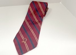 Tommy Hilfiger Red Blue Gold Striped Men’s Tie 100% Silk - $171.06 MXN