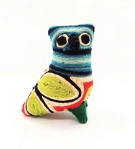 Vintage Mexican Huichol Yarn Art Owl Figurine Colorful Decorative FLAWS - £10.65 GBP