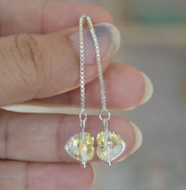 Handmade Swarovski Crystal heart sterling silver threader Earring - £14.50 GBP