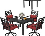 5 Piece Outdoor Dining Set, Metal Patio Dining Set W/4 Cushioned Metal S... - £899.81 GBP