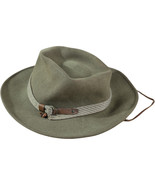 Indiana Jones Brown Green Wool Hat Fedora Made USA Mens Band Leather Chi... - €33,68 EUR