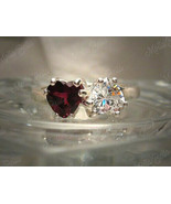 2Ct Hearts Pink Ruby Diamond Two Stone Engagement Ring In 14k White Gold... - £68.45 GBP